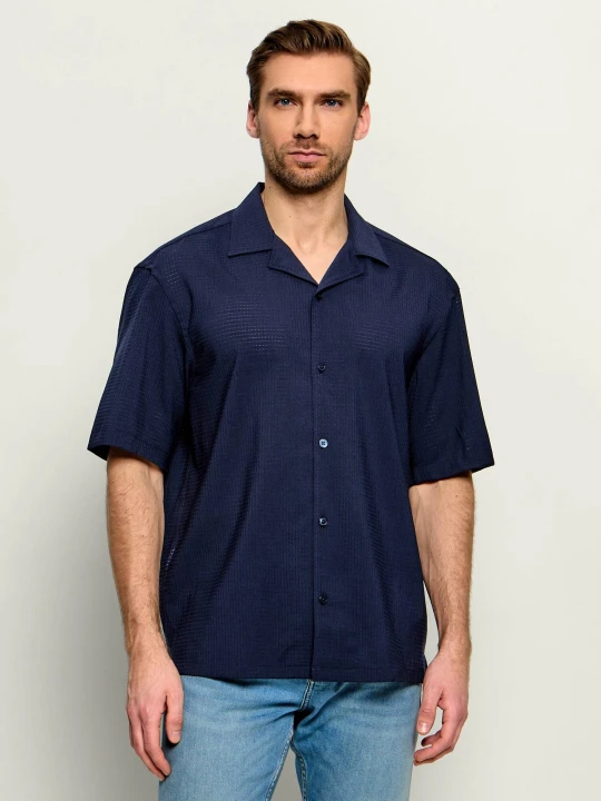Zdjęcie produktu BOSS BLACK Wełniana koszula P-LARS-CAMP-262 | Relaxed fit granatowy