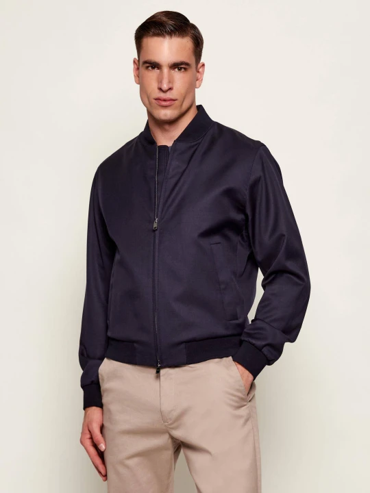 Zdjęcie produktu BOSS BLACK Wełniana kurtka bomber H-Hanry-BMB-B1 | Slim Fit granatowy