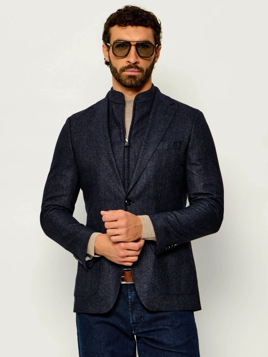 Zdjęcie produktu BOSS BLACK Wełniana marynarka 2w1 H-Hutson-Bib-264 | Slim Fit granatowy