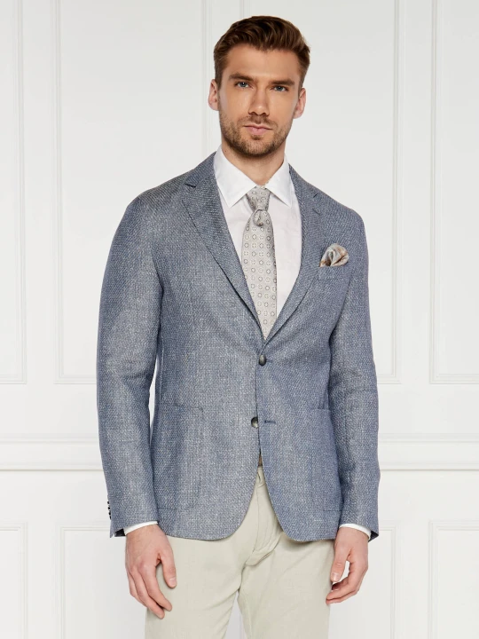 Zdjęcie produktu BOSS BLACK Wełniana marynarka C-Hanry | Slim Fit | z dodatkiem lnu niebieski