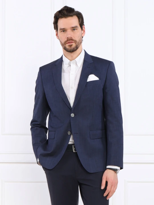 Zdjęcie produktu BOSS BLACK Wełniana marynarka H-Huge-MM-224 | Slim Fit granatowy