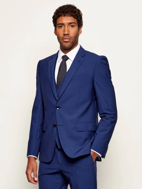 Zdjęcie produktu BOSS BLACK Wełniana marynarka H-Huge-MM | Slim Fit niebieski