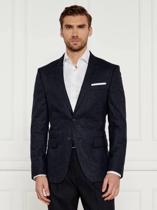 Zdjęcie produktu BOSS BLACK Wełniana marynarka H-Hutson-224 | Slim Fit | z dodatkiem jedwabiu granatowy