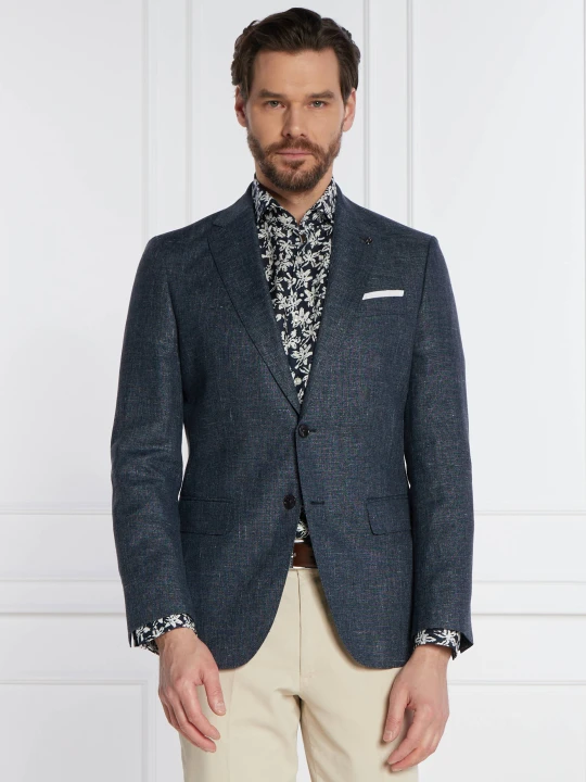 Zdjęcie produktu BOSS BLACK Wełniana marynarka H-Hutson-233 | Regular Fit | z dodatkiem lnu granatowy