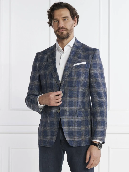 Zdjęcie produktu BOSS BLACK Wełniana marynarka H-Hutson-233 | Slim Fit | z dodatkiem lnu granatowy
