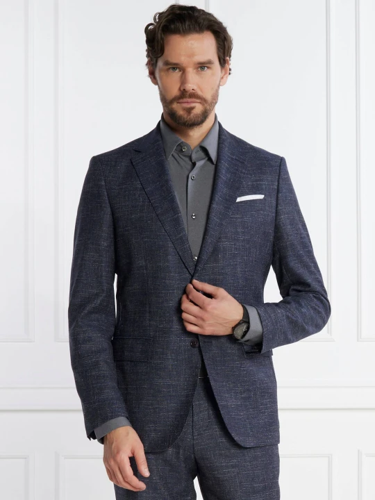 Zdjęcie produktu BOSS BLACK Wełniana marynarka H-Hutson-233 | Slim Fit | z dodatkiem lnu granatowy