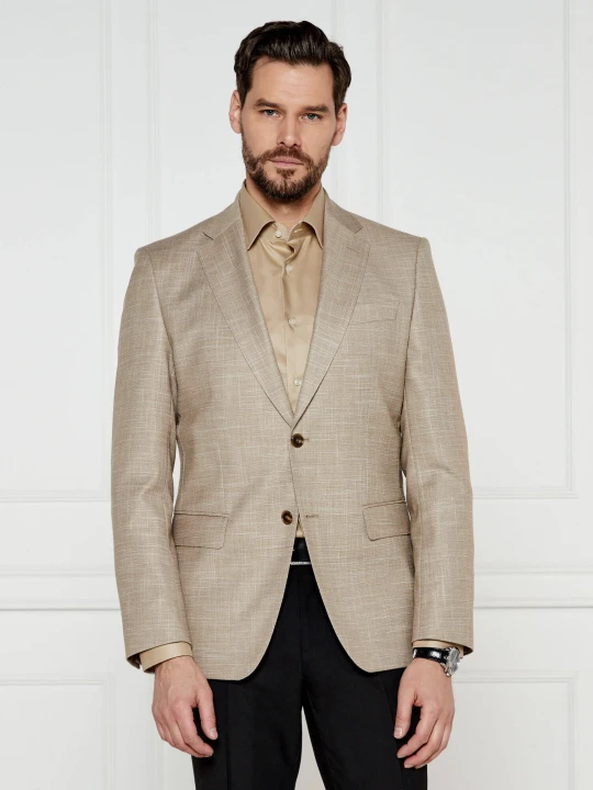 Zdjęcie produktu BOSS BLACK Wełniana marynarka H-Hutson-251 | Slim Fit | z dodatkiem lnu beżowy