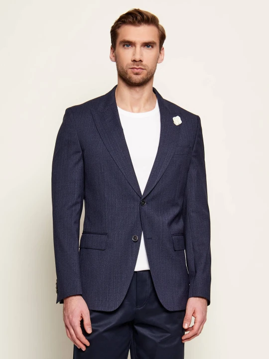 Zdjęcie produktu BOSS BLACK Wełniana marynarka H-Hutson-Peak-261 | Slim Fit granatowy