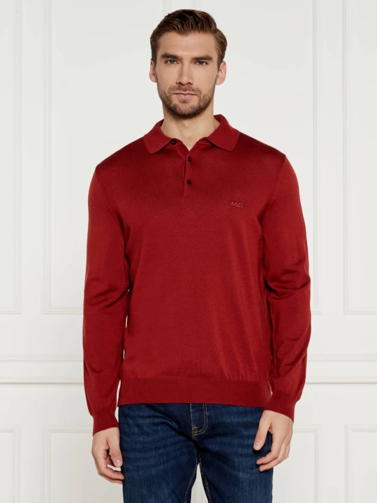 Zdjęcie produktu BOSS BLACK Wełniane polo Bono-L | Regular Fit czerwony