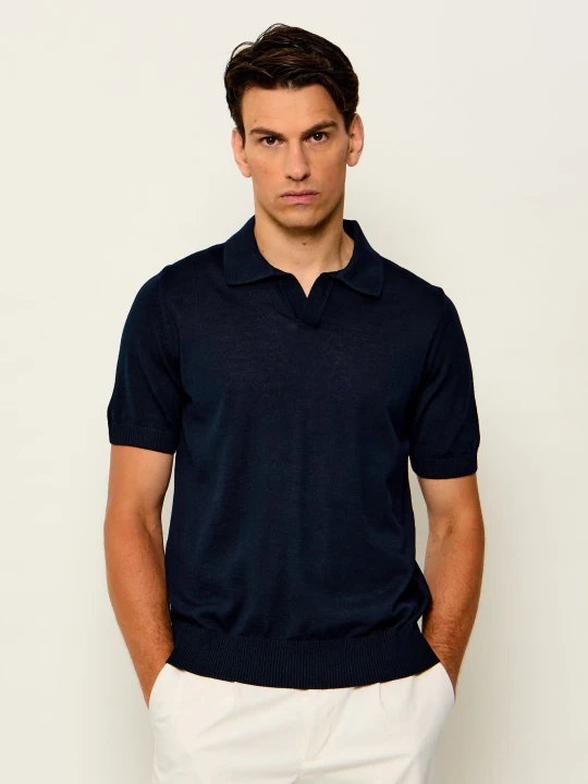 Zdjęcie produktu BOSS BLACK Wełniane polo H-Lantoni | Regular Fit granatowy