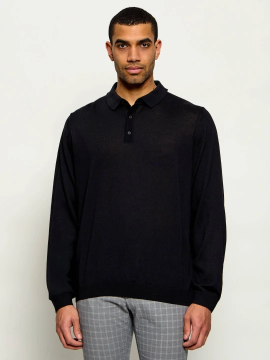 Zdjęcie produktu BOSS BLACK Wełniane polo Lancione | Regular Fit granatowy