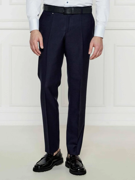 Zdjęcie produktu BOSS BLACK Wełniane spodnie C-Genius-243 | Slim Fit granatowy