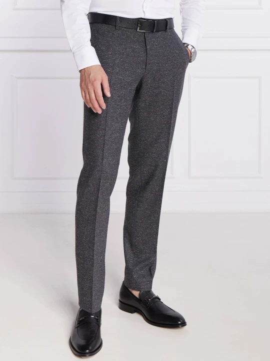 Zdjęcie produktu BOSS BLACK Wełniane spodnie H-Genius-224 | Slim Fit | z dodatkiem jedwabiu grafitowy