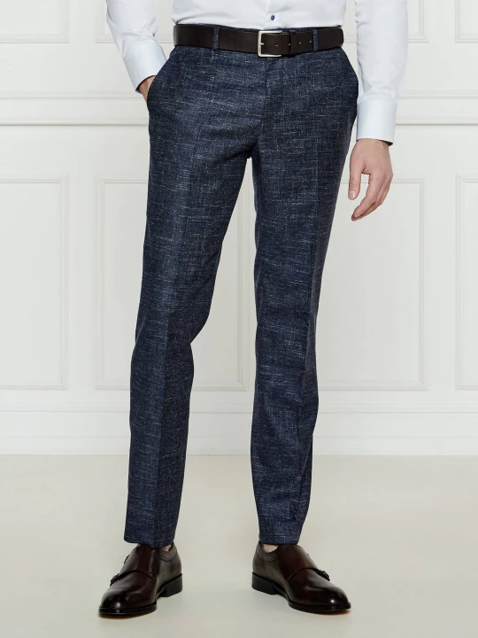 Zdjęcie produktu BOSS BLACK Wełniane spodnie H-Genius-251 | Slim Fit | z dodatkiem lnu granatowy