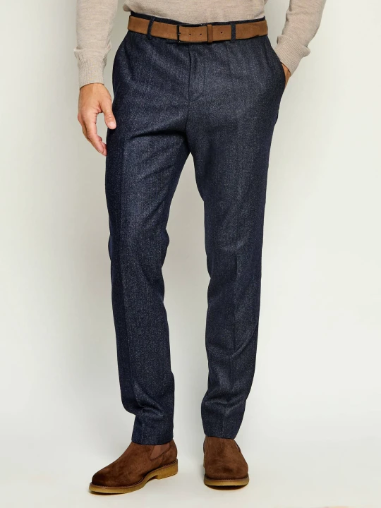Zdjęcie produktu BOSS BLACK Wełniane spodnie H-Genius-263 | Slim Fit | z dodatkiem kaszmiru granatowy