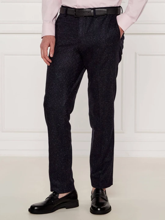 Zdjęcie produktu BOSS BLACK Wełniane spodnie H-Genius-DTL-243 | Slim Fit | z dodatkiem jedwabiu granatowy