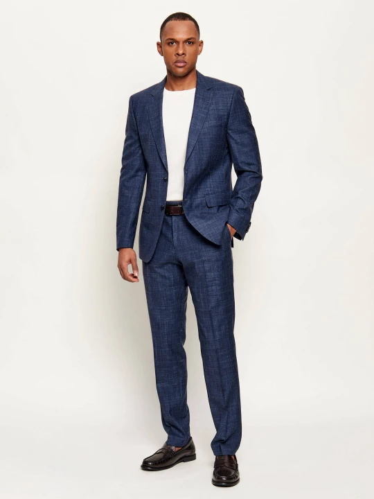 Zdjęcie produktu BOSS BLACK Wełniany garnitur H-Huge-2Pcs-B1-253 | Slim Fit | z dodatkiem jedwabiu granatowy