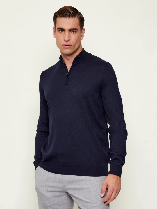 Zdjęcie produktu BOSS BLACK Wełniany golf Ebenji | Regular Fit granatowy