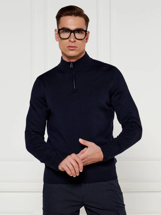 Zdjęcie produktu BOSS BLACK Wełniany golf Ebenji | Regular Fit granatowy