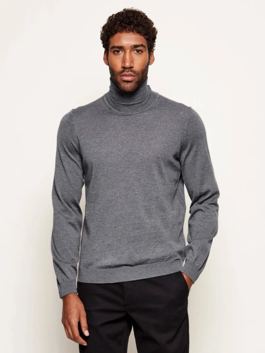 Zdjęcie produktu BOSS BLACK Wełniany golf Musso-P | Slim Fit popielaty