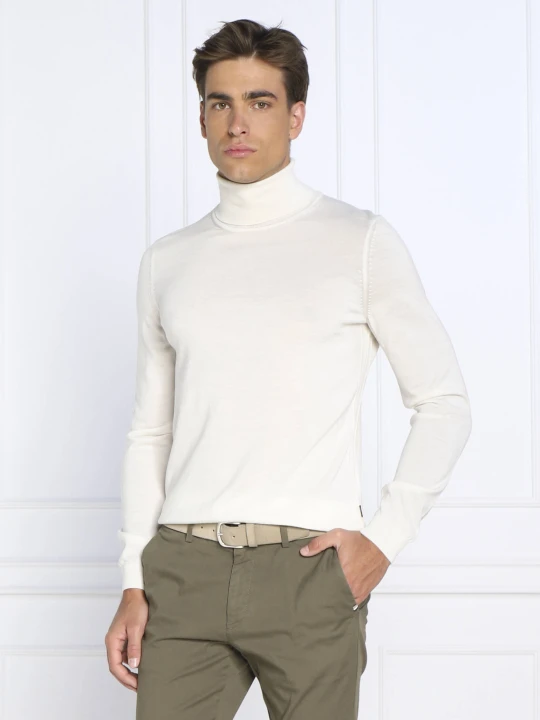 Zdjęcie produktu BOSS BLACK Wełniany golf Musso-P | Slim Fit biały
