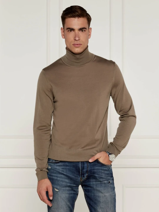 Zdjęcie produktu BOSS BLACK Wełniany golf Musso-P | Slim Fit beżowy