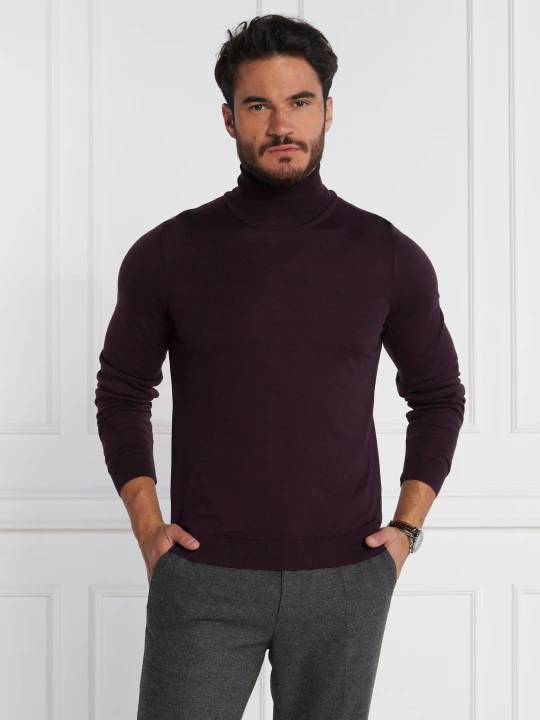 Zdjęcie produktu BOSS BLACK Wełniany golf Musso-P | Slim Fit bordowy
