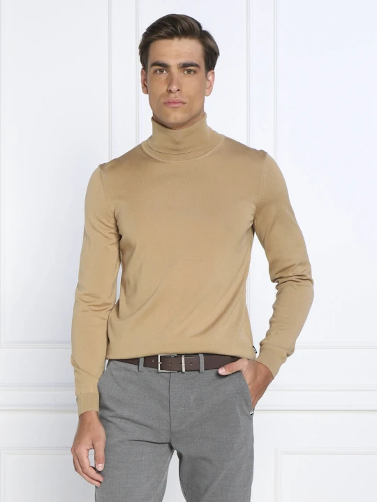Zdjęcie produktu BOSS BLACK Wełniany golf Musso-P | Slim Fit brązowy