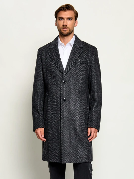 Zdjęcie produktu BOSS BLACK Wełniany płaszcz H-Jared-264 | z dodatkiem kaszmiru granatowy