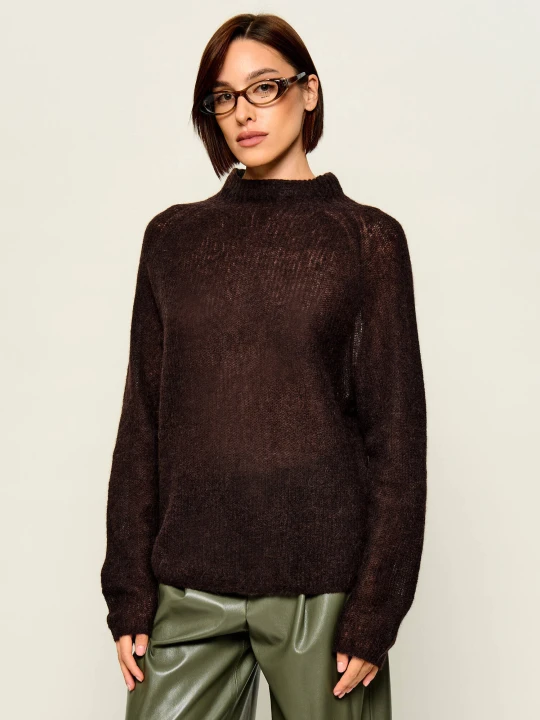 Zdjęcie produktu BOSS BLACK Wełniany półgolf Fewena | Relaxed fit brązowy