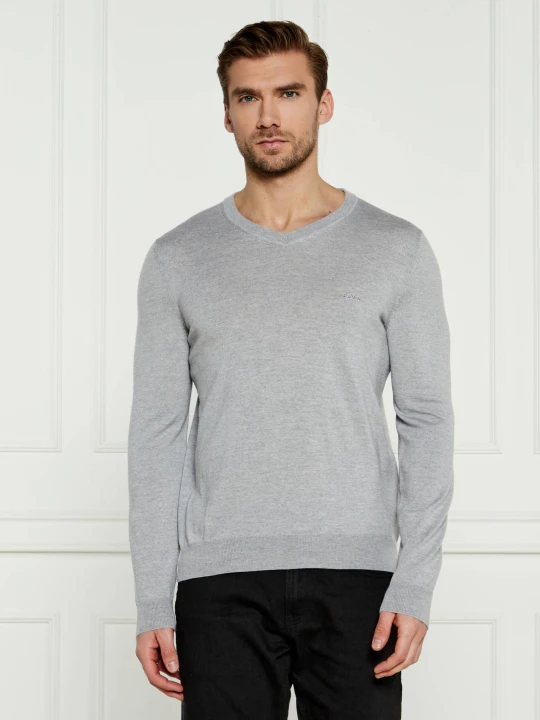 Zdjęcie produktu BOSS BLACK Wełniany sweter Baram-L | Regular Fit szary