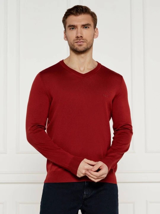 Zdjęcie produktu BOSS BLACK Wełniany sweter Baram-L | Regular Fit czerwony