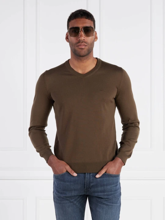 Zdjęcie produktu BOSS BLACK Wełniany sweter Baram-L | Regular Fit khaki