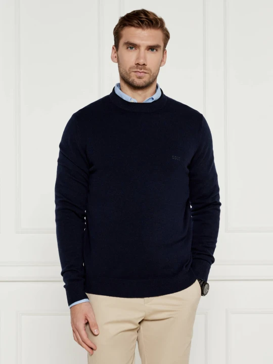 Zdjęcie produktu BOSS BLACK Wełniany sweter Ebacio | Regular Fit granatowy