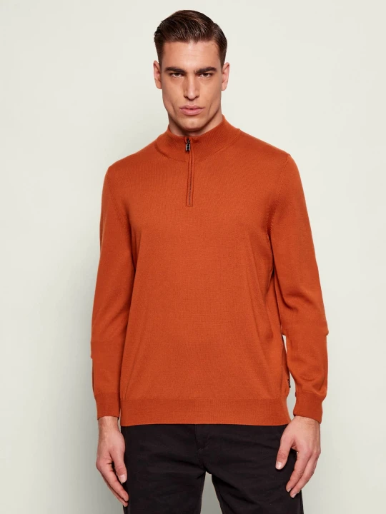 Zdjęcie produktu BOSS BLACK Wełniany sweter Ebenji | Regular Fit miedziany
