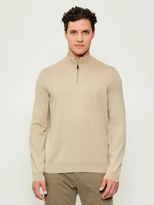 Zdjęcie produktu BOSS BLACK Wełniany sweter Ebenji | Regular Fit beżowy