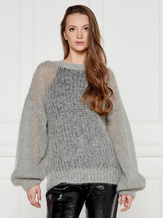 Zdjęcie produktu BOSS BLACK Wełniany sweter Fablura | Loose fit szary