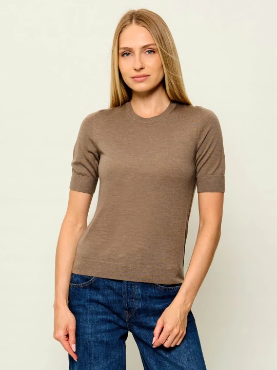 Zdjęcie produktu BOSS BLACK Wełniany sweter Farbella | Slim Fit brązowy
