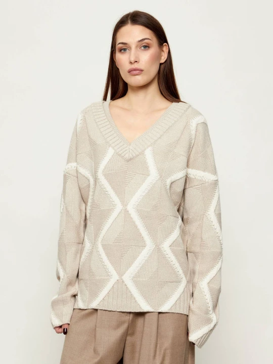 Zdjęcie produktu BOSS BLACK Wełniany sweter Flarin | Relaxed fit beżowy