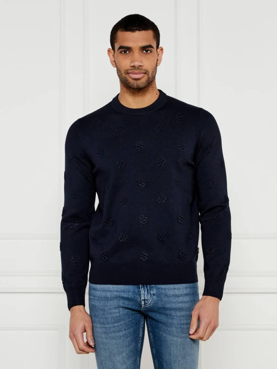 Zdjęcie produktu BOSS BLACK Wełniany sweter H-Bahelo | Regular Fit granatowy