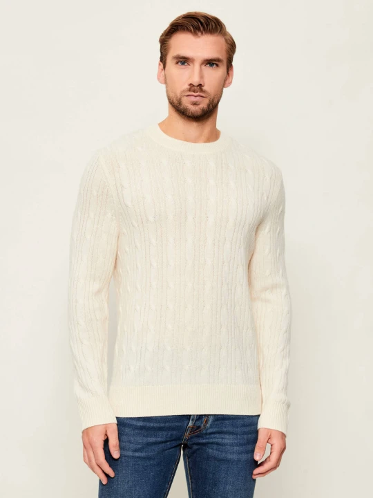 Zdjęcie produktu BOSS BLACK Wełniany sweter H-Hetico | Regular Fit | z dodatkiem kaszmiru ecru