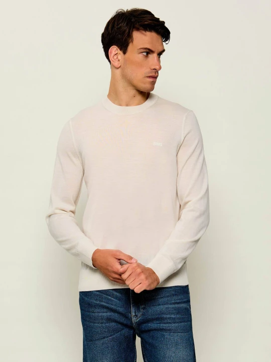 Zdjęcie produktu BOSS BLACK Wełniany sweter H-Leno- | Regular Fit beżowy
