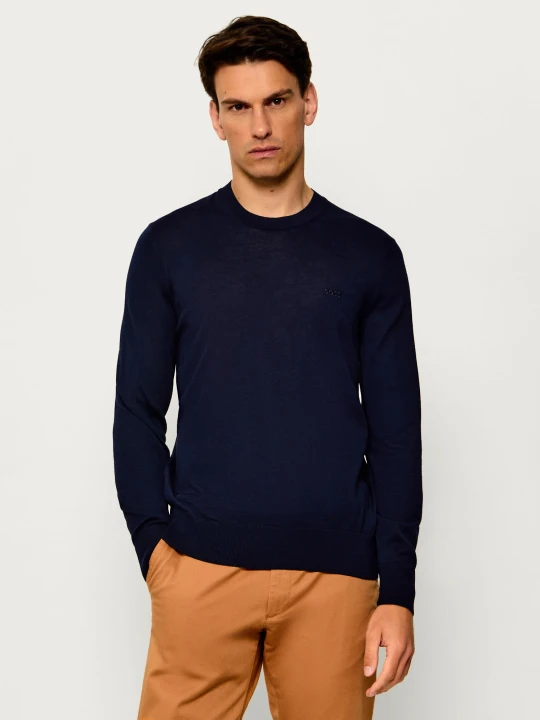 Zdjęcie produktu BOSS BLACK Wełniany sweter H-Leno- | Regular Fit granatowy