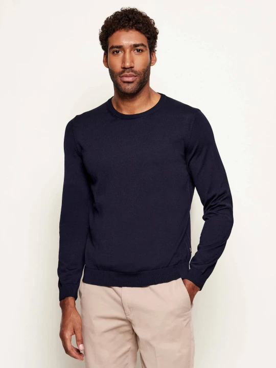 Zdjęcie produktu BOSS BLACK Wełniany sweter Leno-P | Slim Fit granatowy