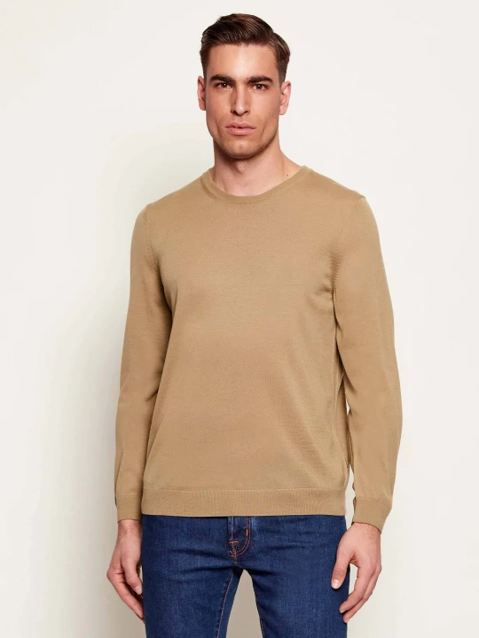Zdjęcie produktu BOSS BLACK Wełniany sweter Leno-P | Slim Fit beżowy