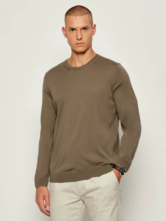 Zdjęcie produktu BOSS BLACK Wełniany sweter Leno-P | Slim Fit khaki
