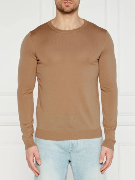 Zdjęcie produktu BOSS BLACK Wełniany sweter Leno-P | Slim Fit camel
