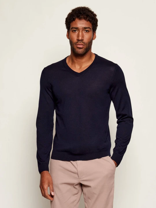 Zdjęcie produktu BOSS BLACK Wełniany sweter Melba-P | Slim Fit granatowy