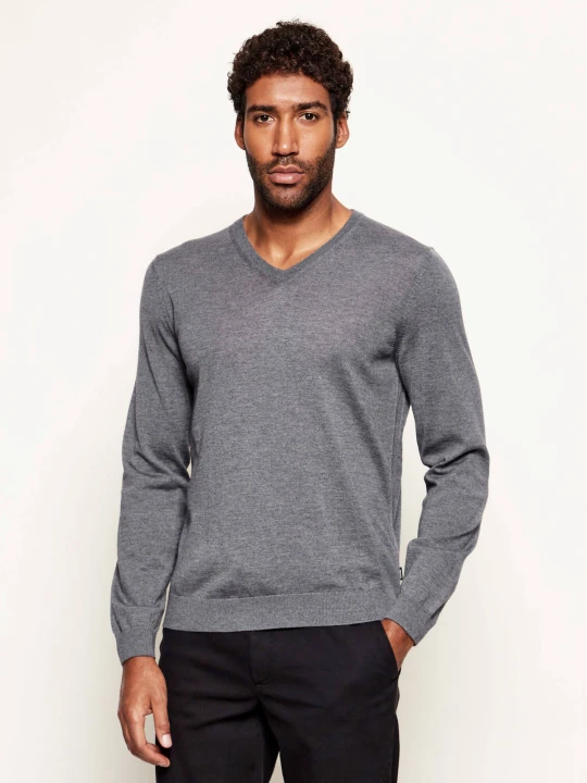 Zdjęcie produktu BOSS BLACK Wełniany sweter Melba-P | Slim Fit szary