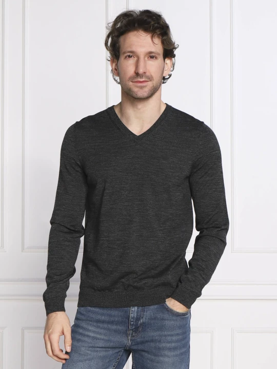 Zdjęcie produktu BOSS BLACK Wełniany sweter Melba-P | Slim Fit szary